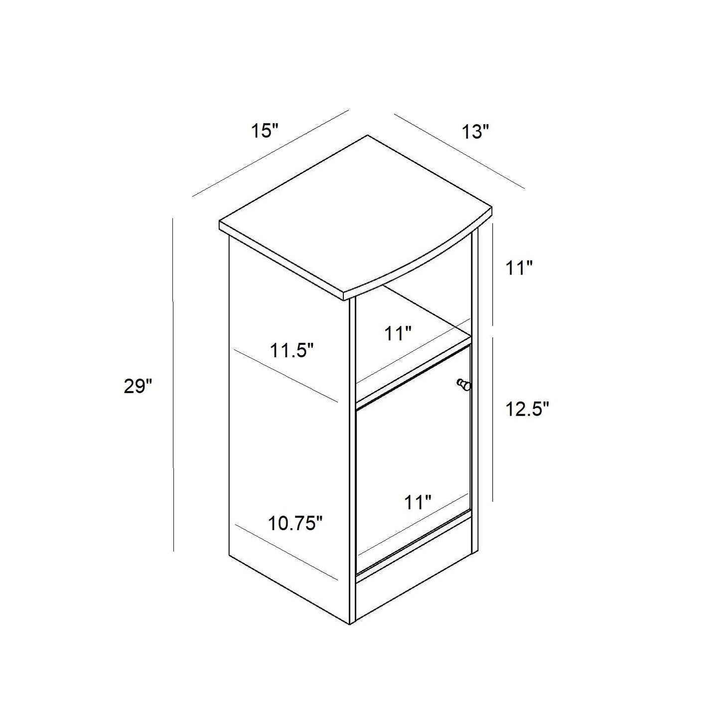 Chairside Table With One Door Storage Cabinet And Large Cubby Shelf - Light Brown