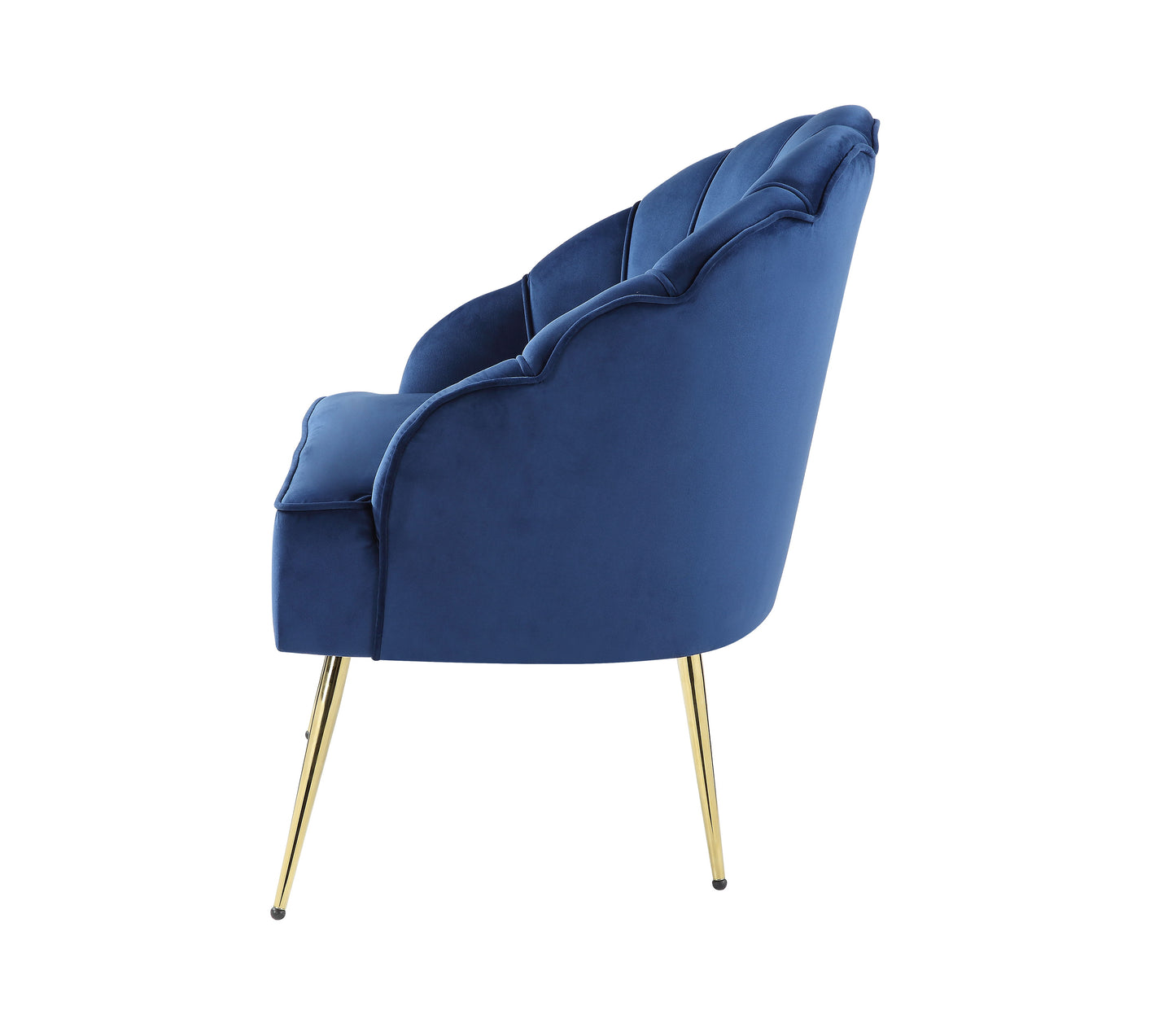 Naomi - Blue Velvet Wingback Accent Chair With Metal Legs