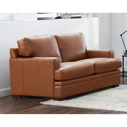 Georgia - Leather Loveseat - Chestnut