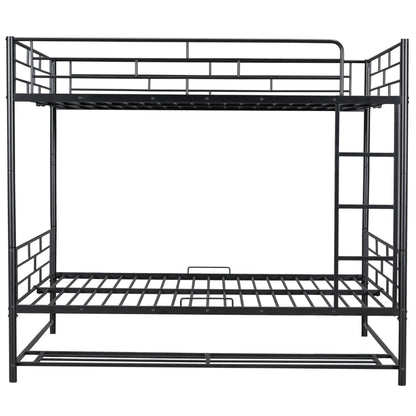 Metal Bunk Bed With Shelf And Guardrails