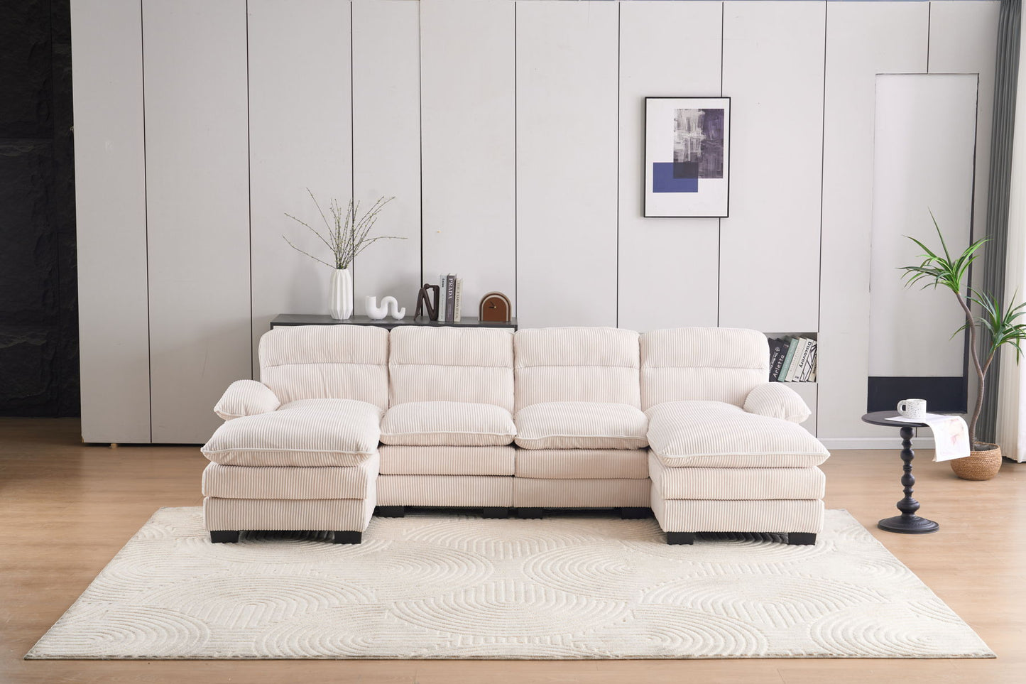 U-Shaped Profile Sofa, Including Two Single Seats And Two Chaise, Modular Sofa, Corduroy Sofa