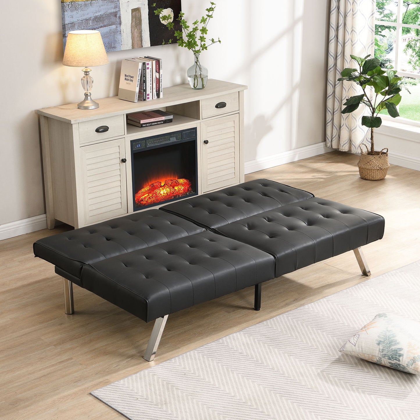 Comfortable Futon Sofa Bed - Black