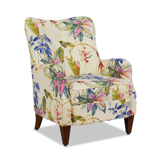 Paradise - Upholstered Arm Chair Floral Printed On Cotton - Off-White