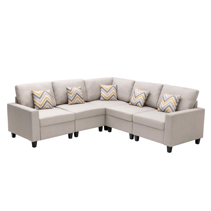 Nolan - Fabric 5 Piece Sectional Sofa With Interchangeable Legs