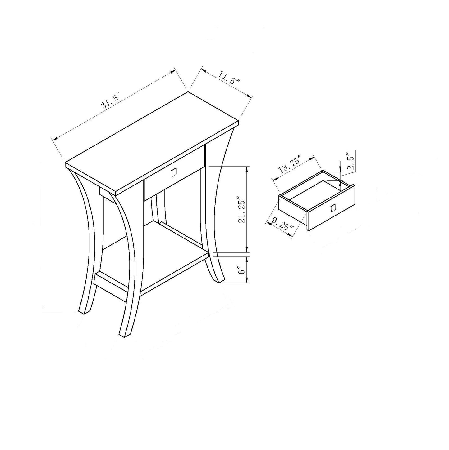 Accent Console, Hallway Table With Small Drawer - Red Cocoa