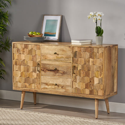 3 Drawer Sideboard With 2 Doors (KD Legs) - Natural