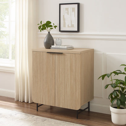 Modern Scandi Fluted Door Storage Console - Coastal Oak