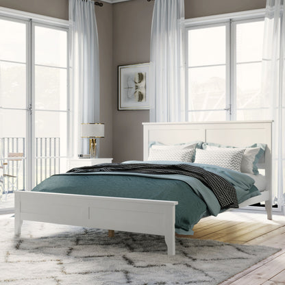 Full Modern Solid Wood Platform Bed - White