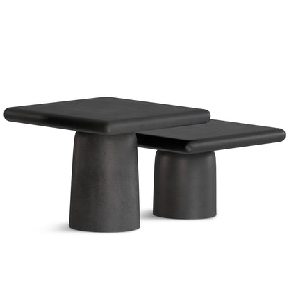 Zachary - 2 Piece Set Cast Aluminum Coffee Table - Black