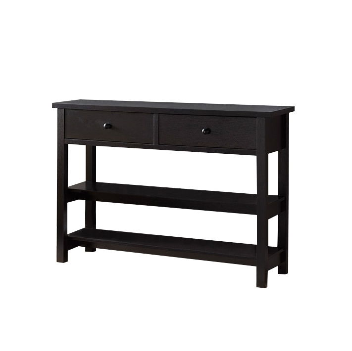 Console Table Two Shelf And Two Drawer With Knob Handles - Dark