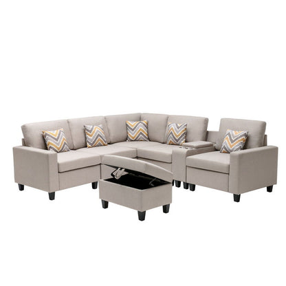 Nolan - 7 Piece Sectional Sofa With Pillows And Interchangeable Legs