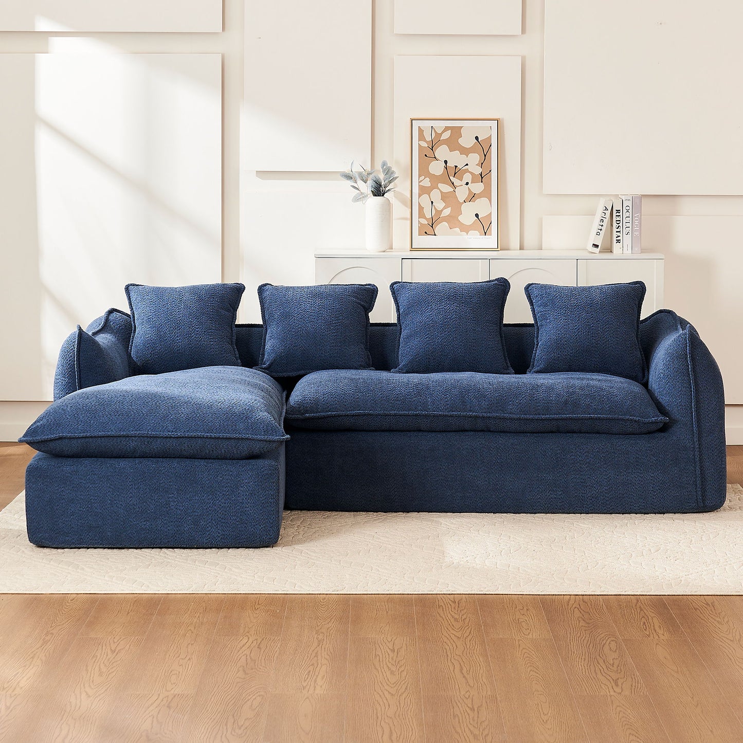 Sofa Deep Seat Sofa 3 Seater For Living Room Oversized Comfy Sofa L - Shape Sofa Couch With Chaise Home Furniture Sleeper Sectional Sofa For Apartment, Office Left Hand Facing