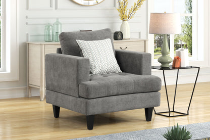 Callaway - Chenille Chair With Throw Pillow - Gray