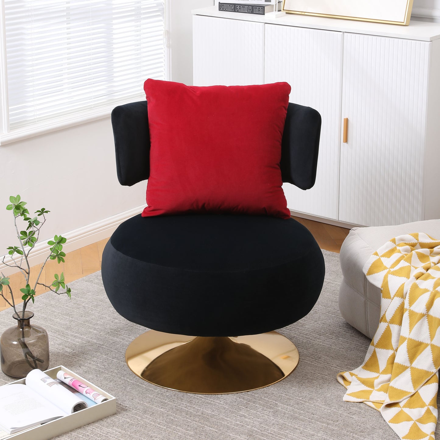 Swivel Accent Chair Armchair, Round Barrel Chair For Living Room Bedroom