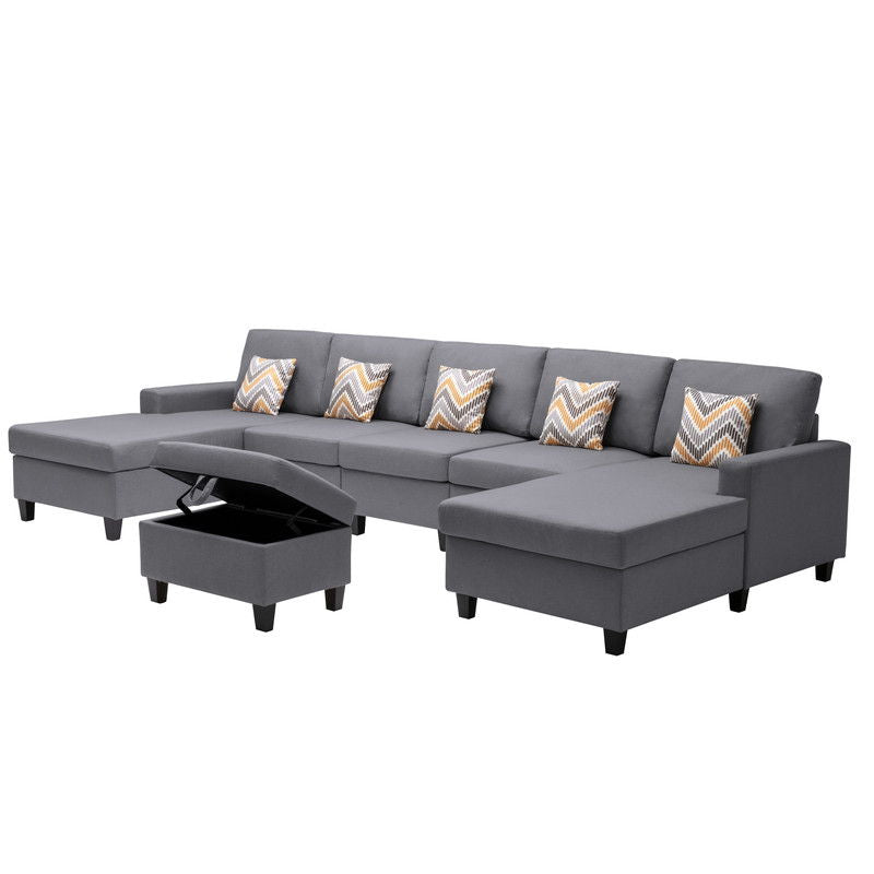 Nolan - Fabric 6 Piece Sectional Sofa With Pillows And Interchangeable Legs