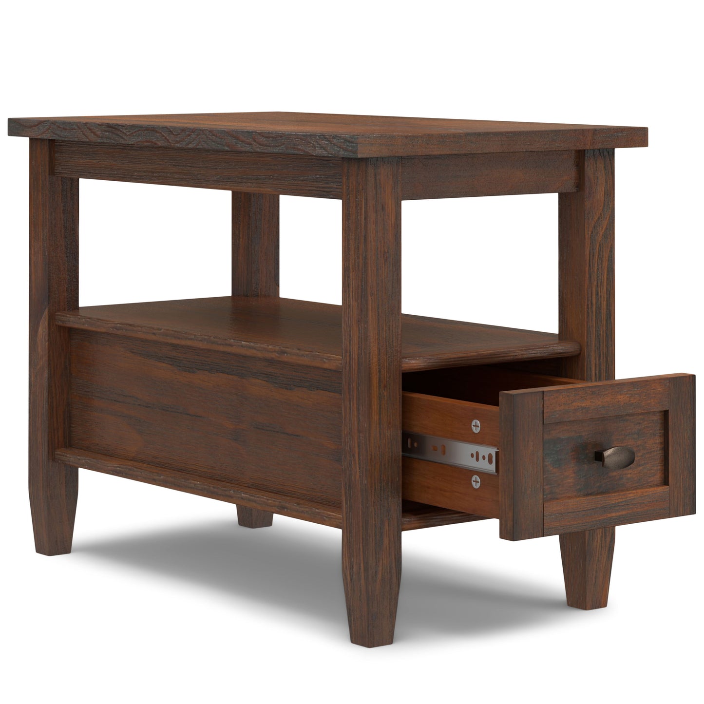 Warm Shaker - Narrow Side Table - Distressed Charcoal Brown