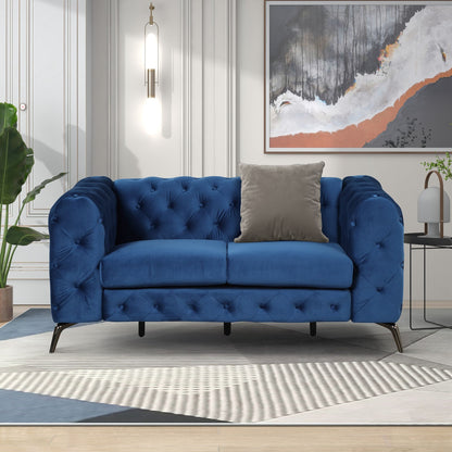 Velvet Upholstered Loveseat Sofa, Modern Loveseat Sofa With Button Tufted Back, 2 Person Loveseat Sofa Couch For Living Room, Bedroom, Or Small Space