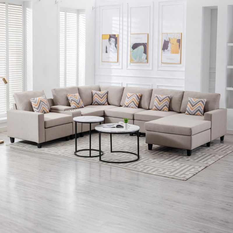 Nolan - 7 Piece Sectional Sofa With Pillows And Interchangeable Legs