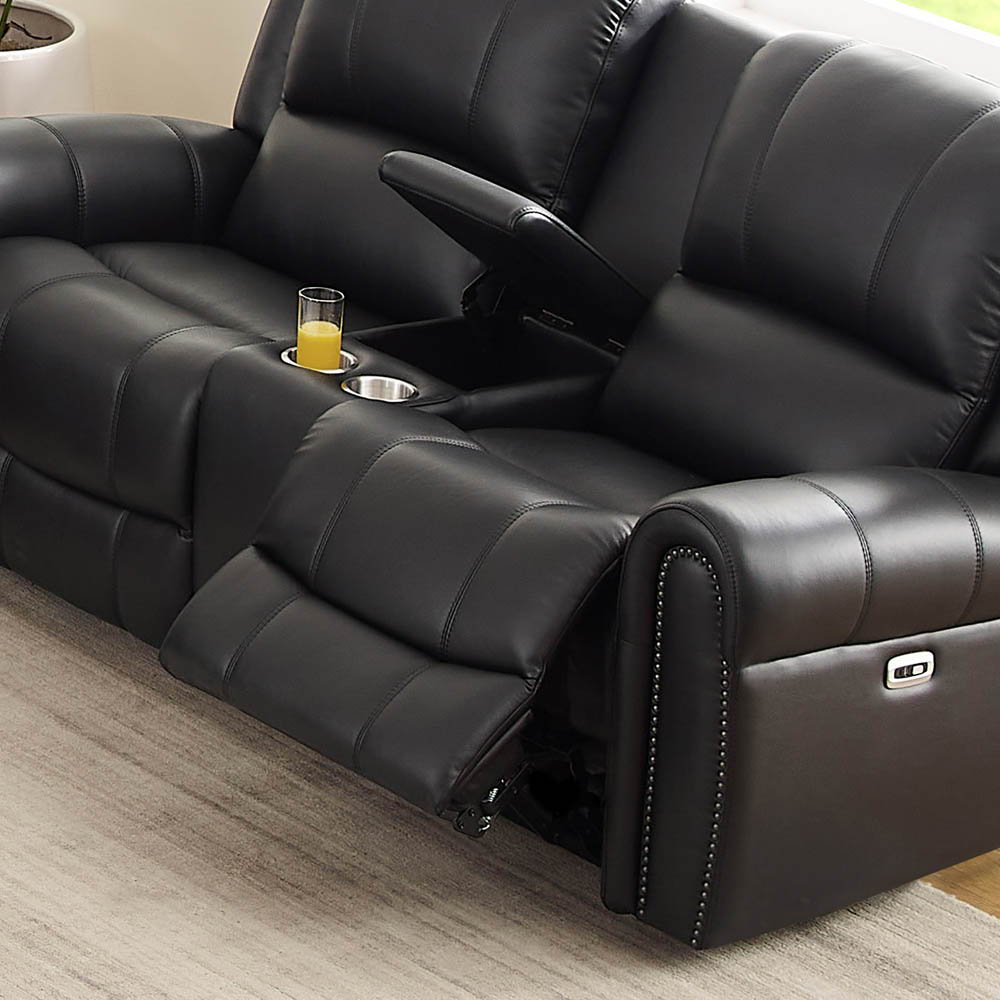 Marco - Power Zero Gravity Reclining Loveseat With Console - Black