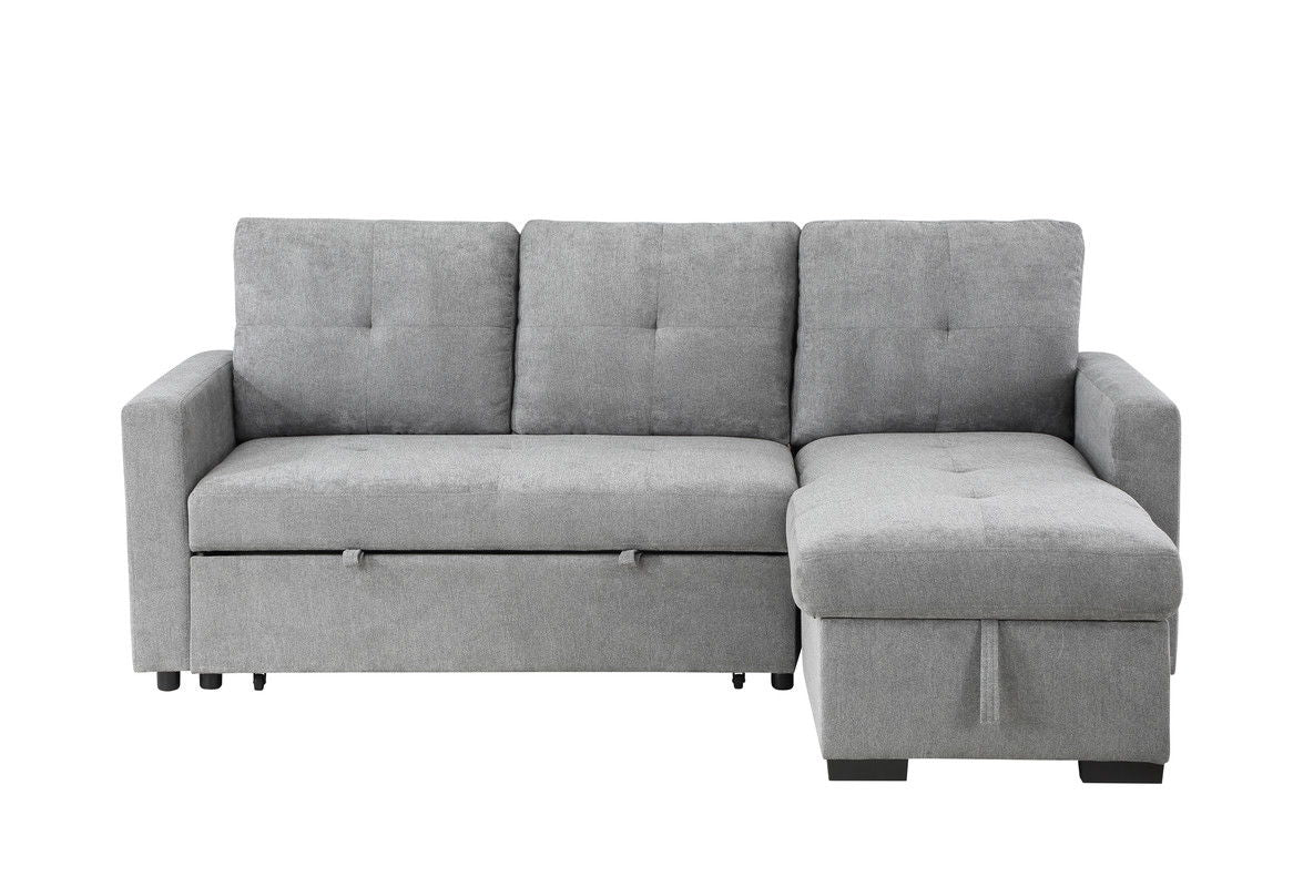 Serenity - 5" Fabric Reversible Sleeper Sectional Sofa With Storage Chaise - Gray