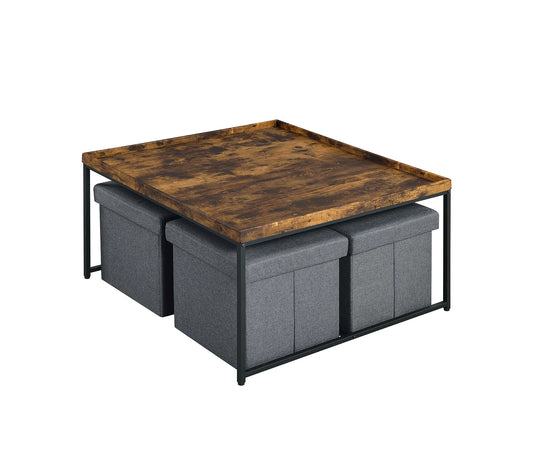 Vinny - Wood Grain Coffee Table Set With Raised Edges