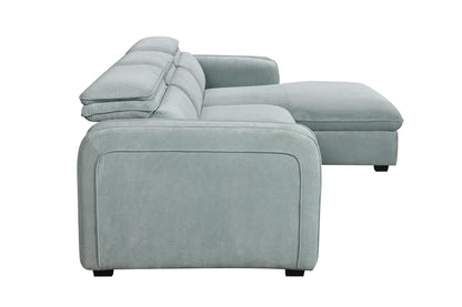 Zavala - Chenille Sectional Sofa With Sleeper & Storage - Light Green