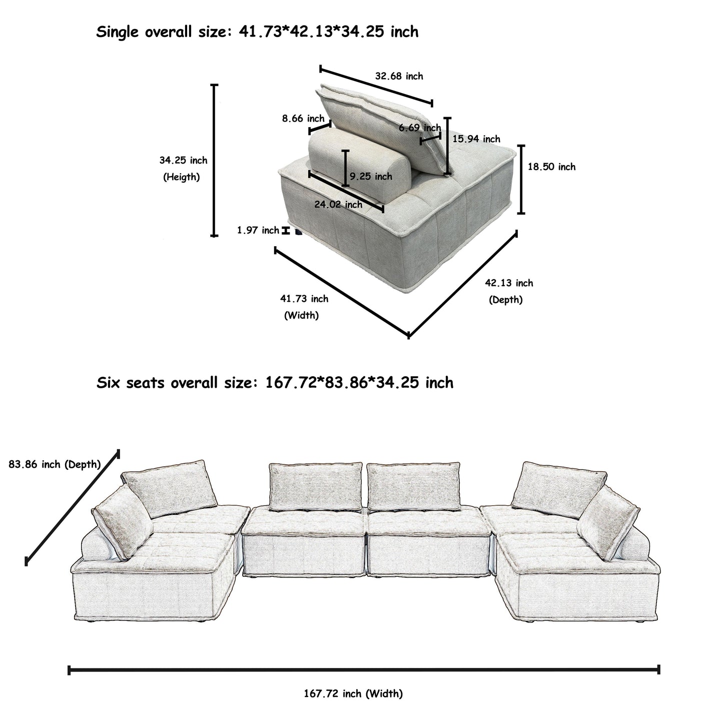 Luxury L-Shaped Modular Sofa With Hidden Legs, Adjustable Cushions, And Spring Seats - Perfect For Modern Living Room