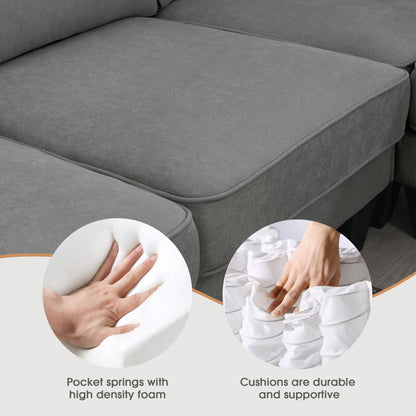 Modern U Shape Sectional Sofa, 7 Seat Fabric Sectional Sofa Set With 3 Pillows Included For Living Room, Apartment, Office