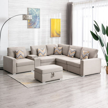 Nolan - 7 Piece Sectional Sofa With Pillows And Interchangeable Legs