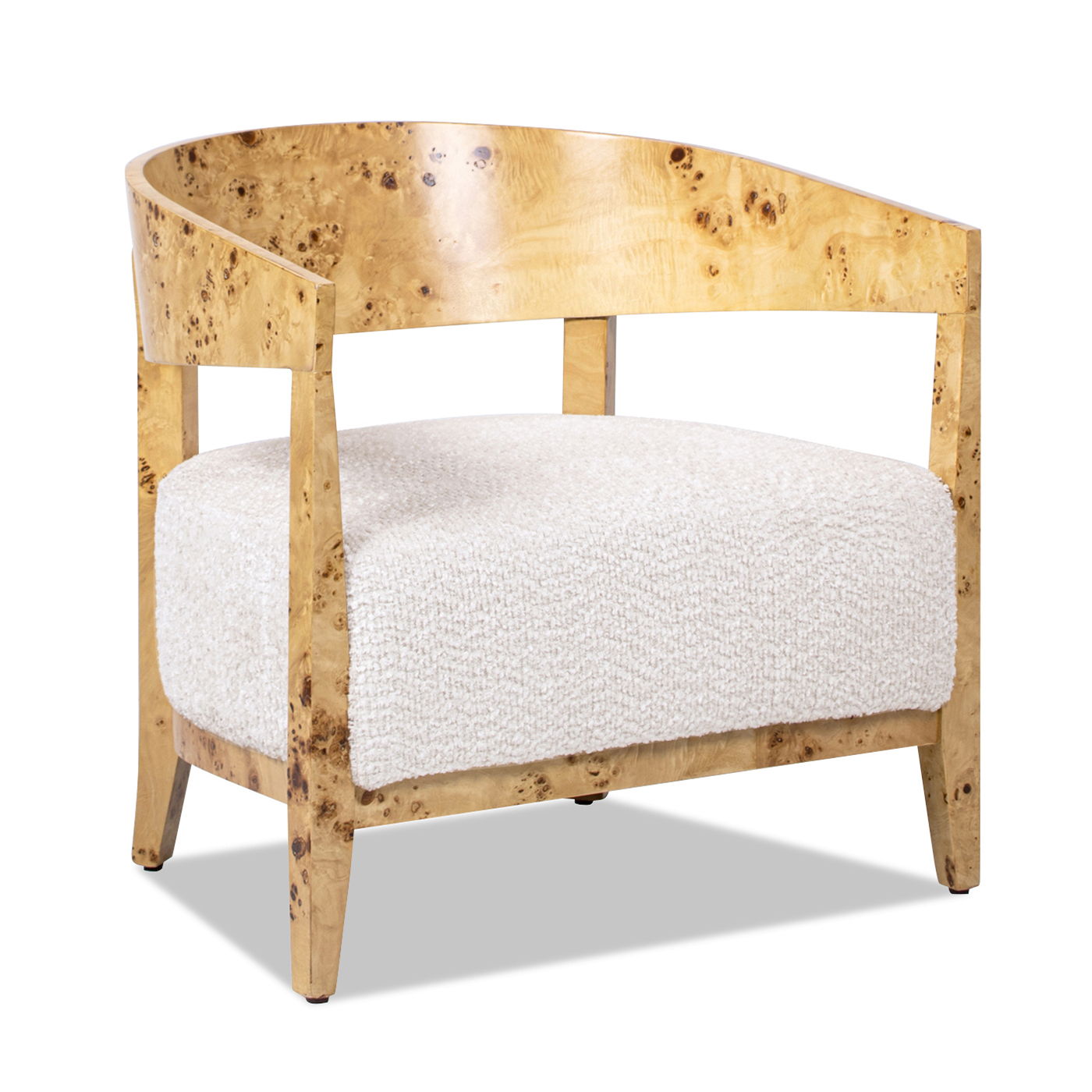 Madrid - Burl Barrel Accent Arm Chair - Seashell White