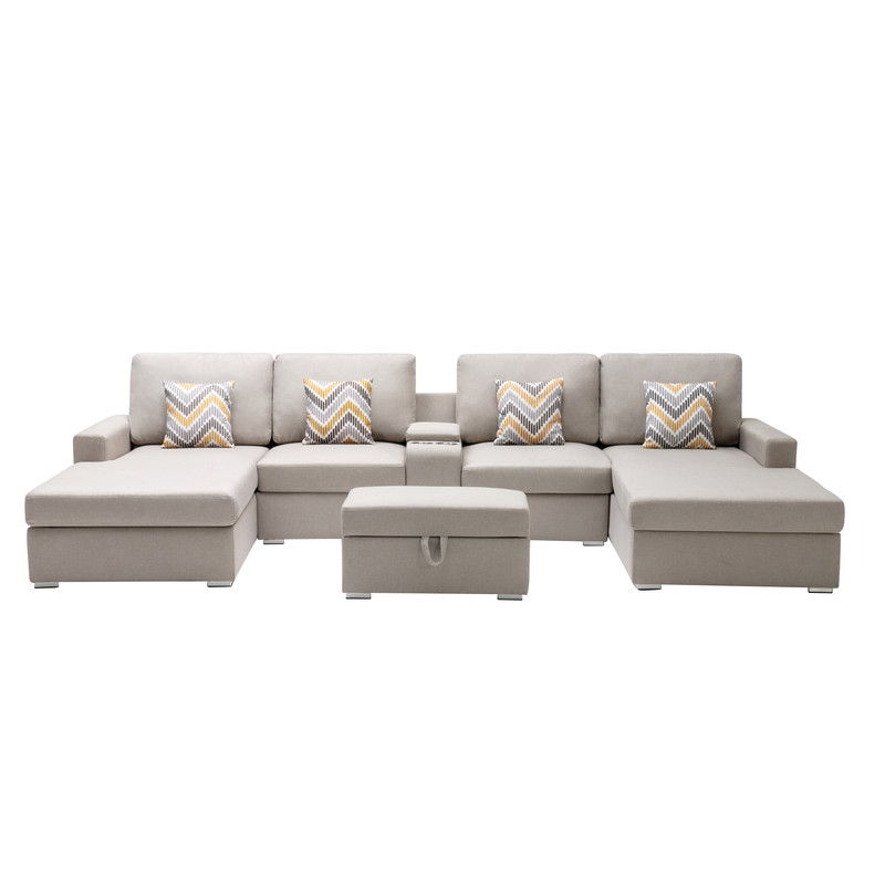 Nolan - Fabric 6 Piece Sectional Sofa With Pillows And Interchangeable Legs