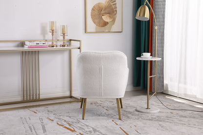 Modern Mid-Century Chair Linen Sherpa Armchair For Living Room Bedroom Office