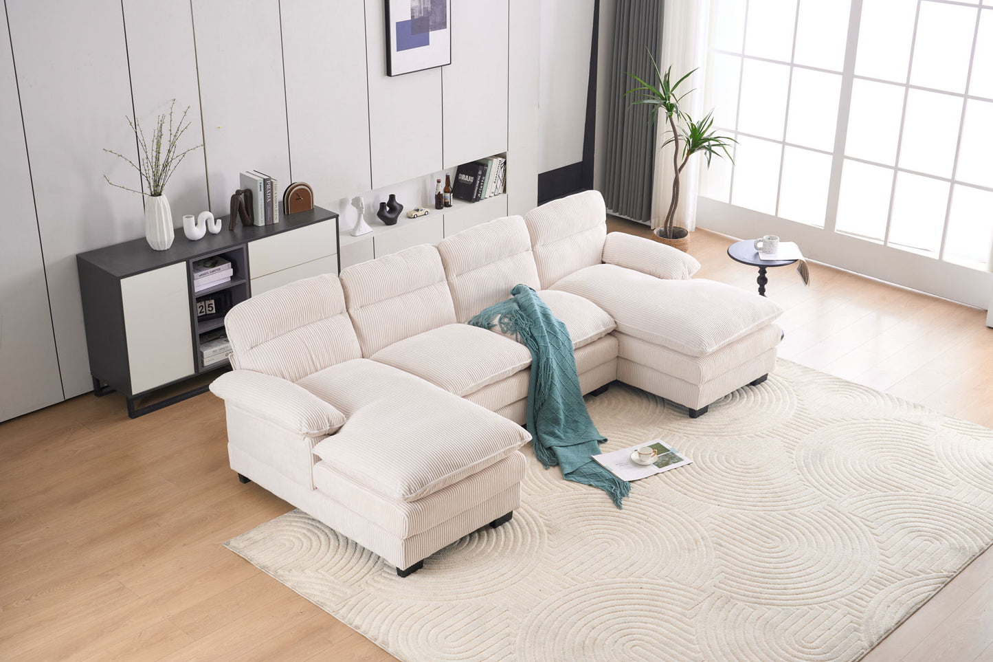 U-Shaped Profile Sofa, Including Two Single Seats And Two Chaise, Modular Sofa, Corduroy Sofa