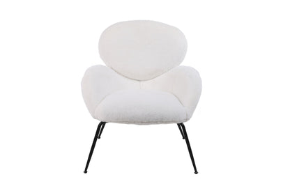 Modern Sherpa Chairs Accent Armchairs For Living Dining Room, Upholstered Chairs With Metal Legs, Comfy And Soft Chairs For Bedroom, Cute Vanity Chairs