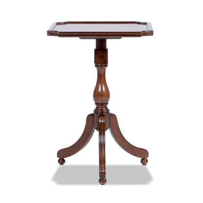 Mabel - Elegant Turned Pedestal Side Table - Rich Walnut Birch