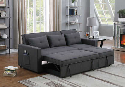 Zoey - Linen Convertible Sleeper Sofa With Side Pocket