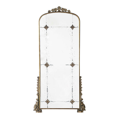 Antique Arched Mirror With Metal Frame, Full Length Mirror For Living Room Bathroom Entryway - Gold