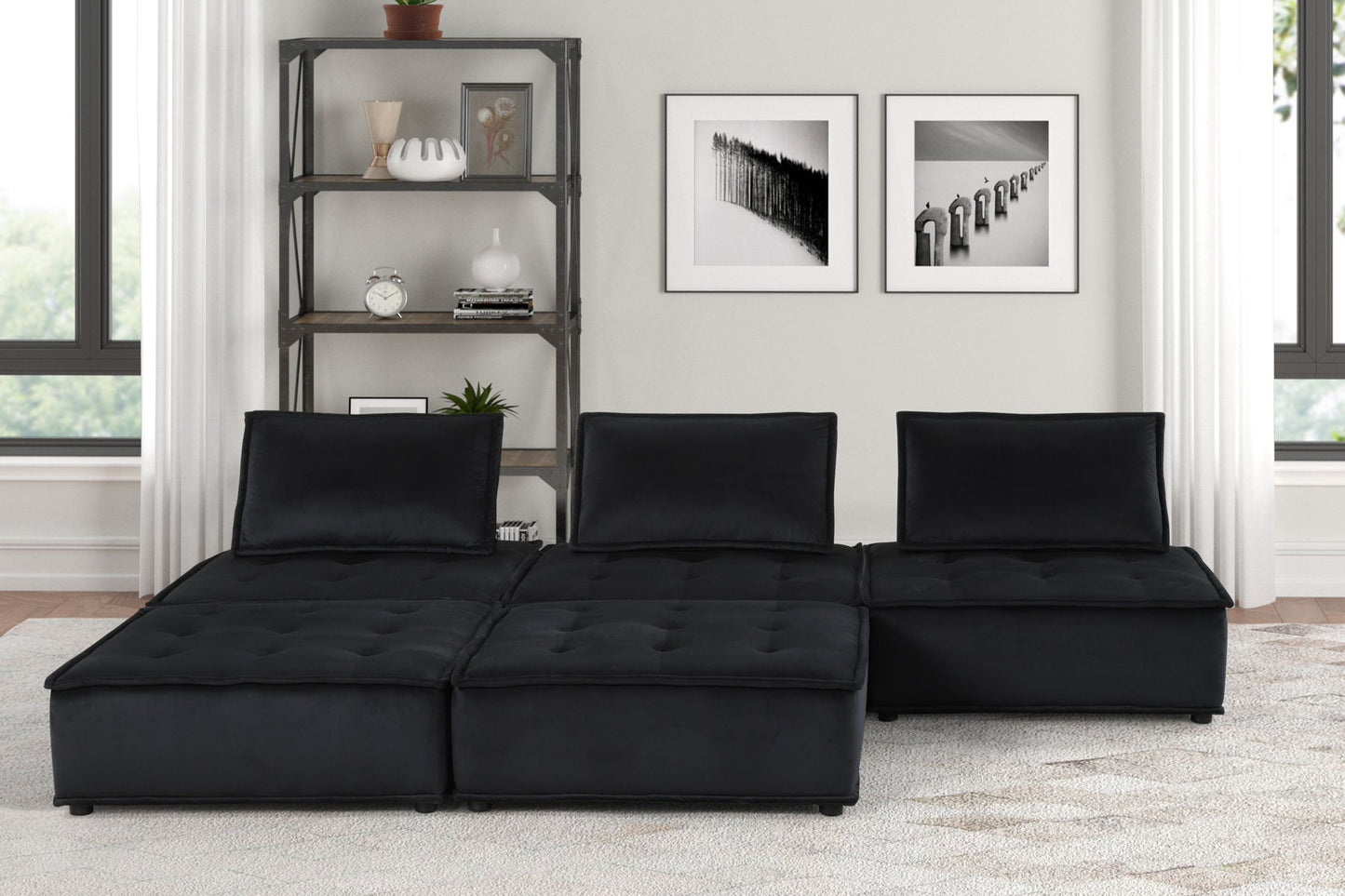 Anna - Velvet Sectional Sofa Ottoman