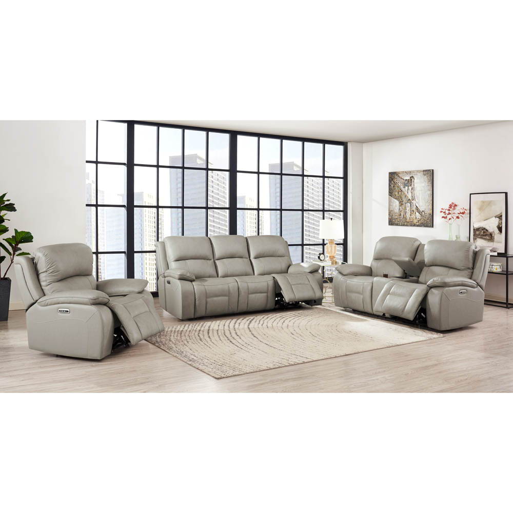 Westminster - Power Headrest Zero Gravity Reclining Loveseat With Console - Stone Gray