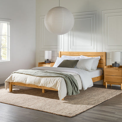 Queen Bed Frame Modern Minimalist Boho - Natural Pine