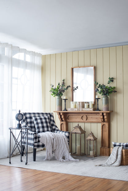 Rectangle Wood Mirror, Farmhouse Wall Decor For Living Room Bedroom Entryway - Brown