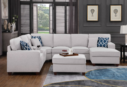 Tina - 8 Piece Upholstered Sectional With Ottoman