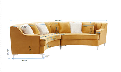 Velvet Curved Sofa - Gold