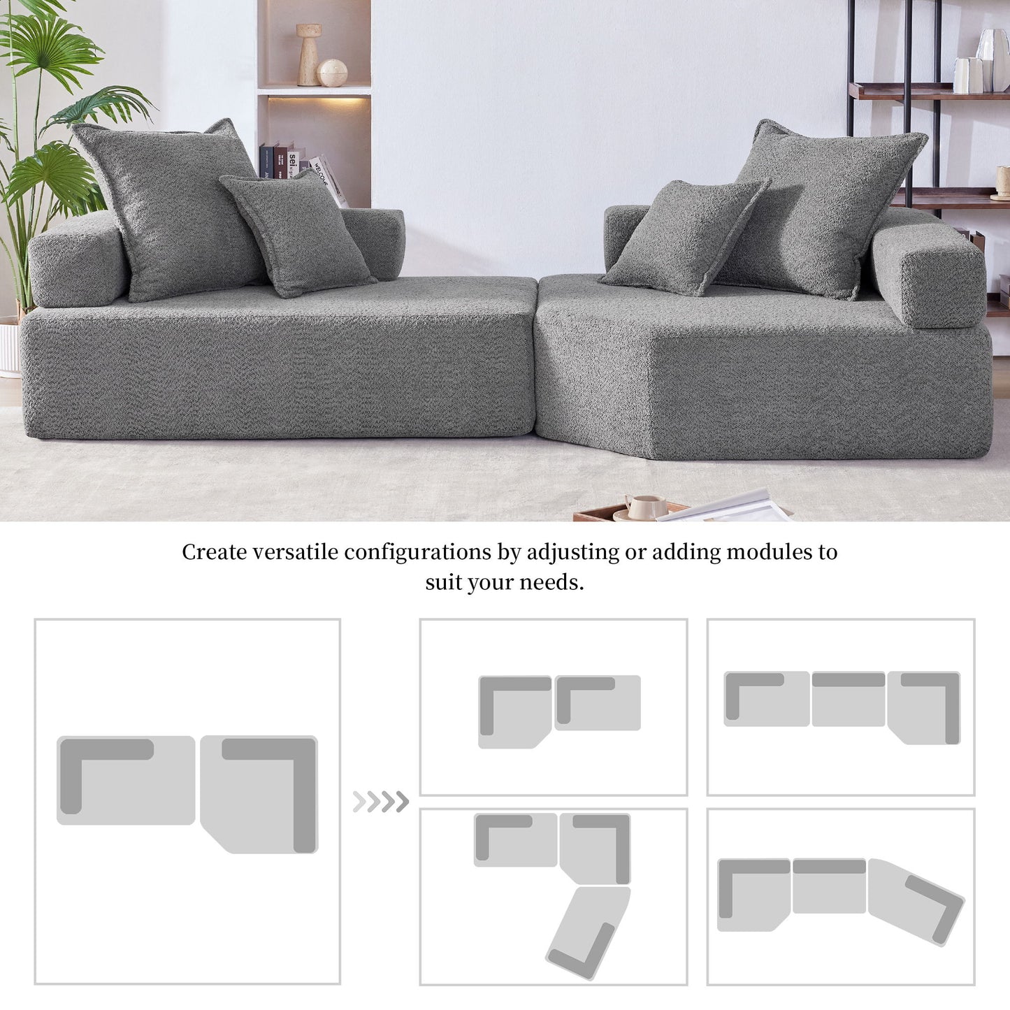 Oversized Modular Sectional Sofa, Luxury Boucle Floor Couch Set, Convertible Sleeper Couch, Spacious Foam-Filled Sofa Bed For Living Room