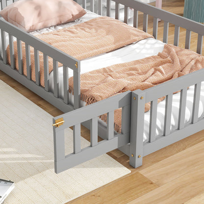 House-Shaped Headboard Floor Bed With Fence