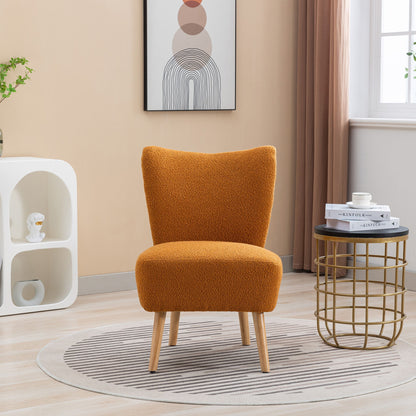 Boucle Upholstered Armless Accent Chair Modern Slipper Chair, Cozy Curved Wingback Armchair, Corner Side Chair For Bedroom Living Room Office Cafe Lounge Hotel