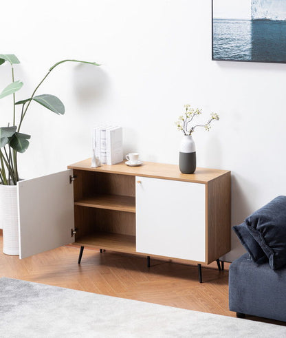 Carlotta - 46.5" Storage Console Cabinet Table - Light Brown And White