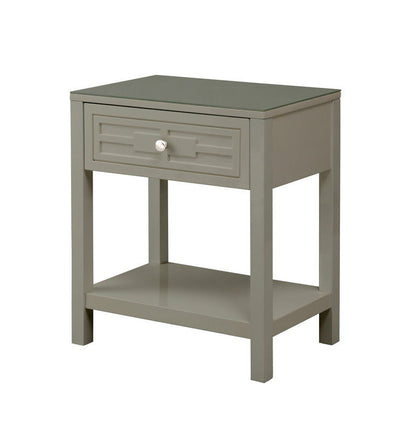 Dylan - Wooden End Side Table Nightstand With Glass Top And Drawer