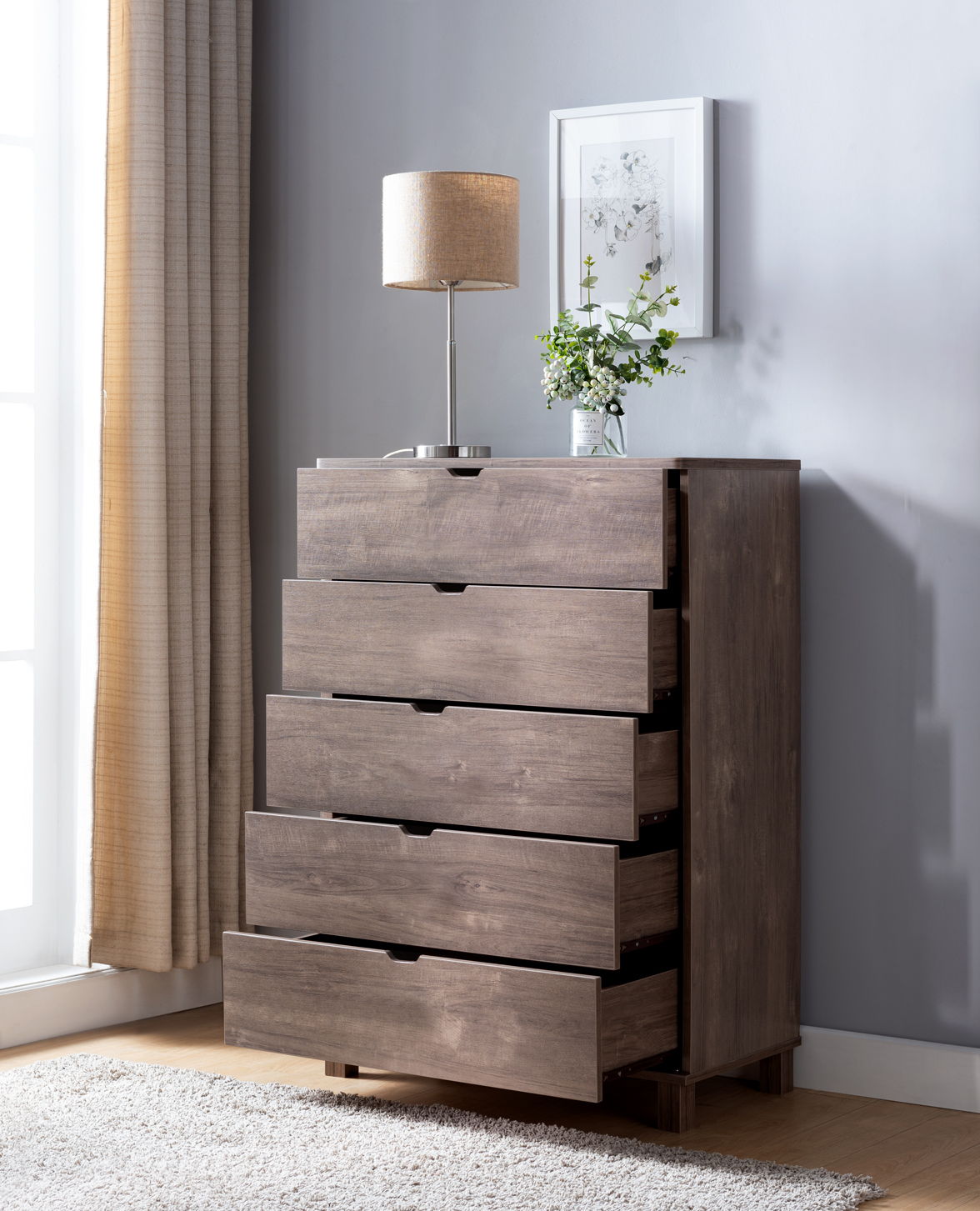 5 Drawers Chest Dresser - Hazelnut