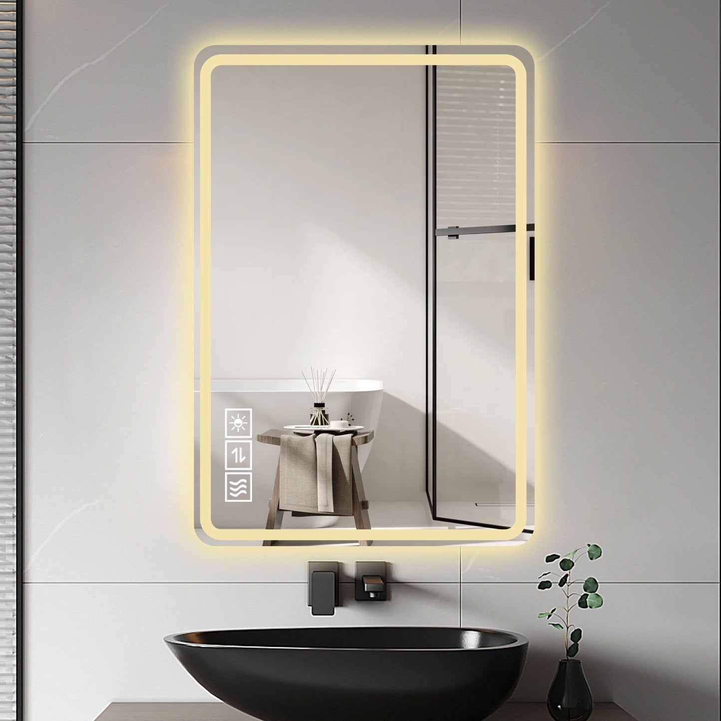 LED Bathroom Mirror Vanity Mirrors With Front Lights Wall Mounted Anti-Fog Frameless Make Up Mirror With Light 5 Mm Copper-Free Silver Mirror Horizontal Or Vertical